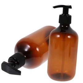 LABRIMP 2pcs Brown Lotion Pump Bottles for Liquid Soap Shampoo Body Wash Refillable Dispenser Heart-Shaped Pump for Home and Travel