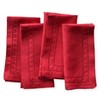 Linen Napkins Set of 4-100% Pure Linen Red Embroidered Dinner