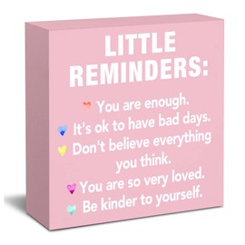 Pink Office Decor Desk Accessories Inspirational Motivational Gifts Little Reminders You are Enough Positive Pink Office Decor Sign Desk Decorations for Women Home & Office Cute Desk Accessories