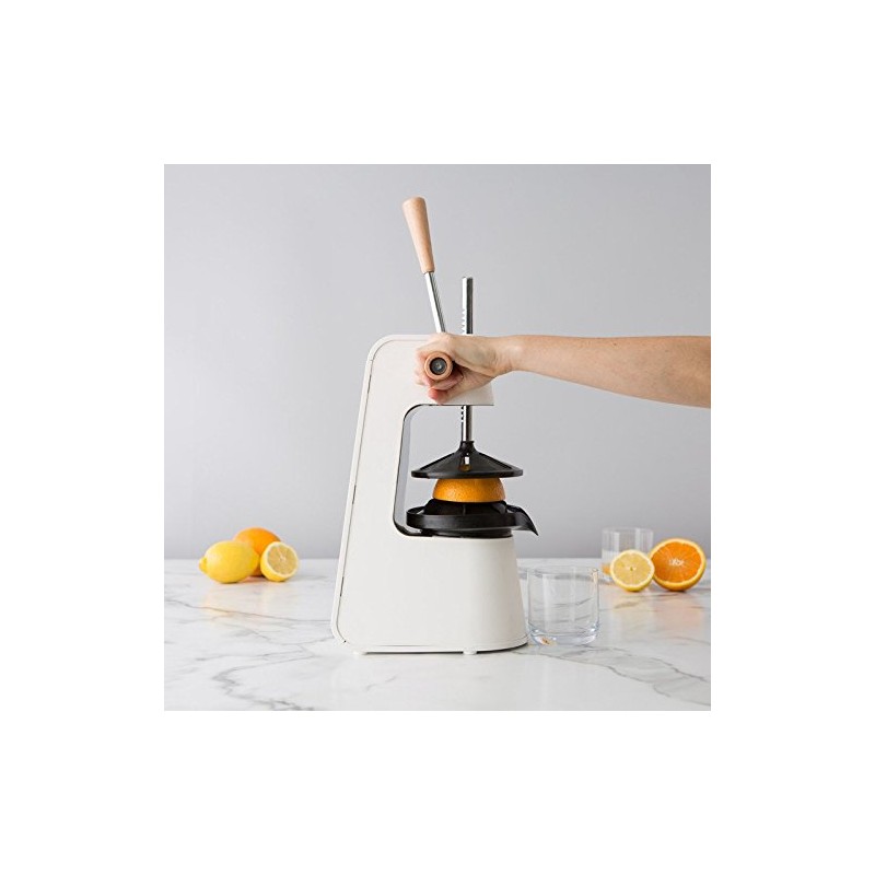 Chef'n FreshForce Tabletop Citrus Press (White/Stainless Steel/Wood)