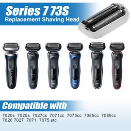 Pack of 3 73S Shaving Head Series 7, Electric S7 Razor Head Compatible with Braun Series 7, S7 Shaving Head Replacement Blades Foil Head Accessories for S7 7020s, 7025s, 7085cc, 7027cs, 7071cc, 7075cc