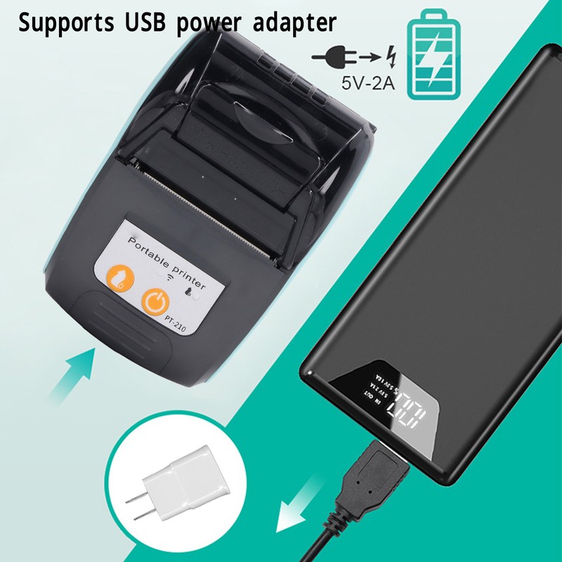 Bluetooth Thermal Printer 58mm Label Printer Pocket Printer 100‑240V for
