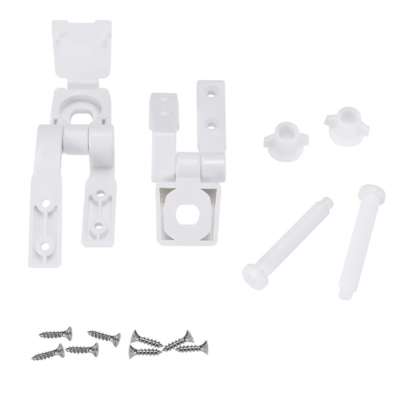Canomo Universal White Plastic Toilet Seat Hinges Replacement with Bolts