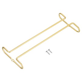 uxcell Gold Stainless Steel Under Cabinet Wine Glass Rack, 1pcs 10-Inch Stemware Hanging Rack, Dust Resistant, Adjustable, 260mm x 110mm x 30mm, Home Use