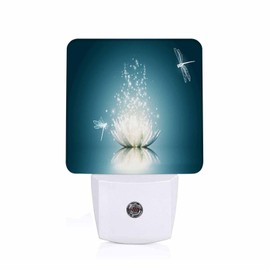 Chrobak LED Night Light,Magic Blooming Lotus Flower LED Night Light Plug into Wall with Dusk to Dawn Light Sensor White Energy Efficient Nightlight for Bedroom Bathroom Hallway Living Room Kitchen