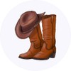 24 x 40mm Round 'Cowboy Boots & Hat' Stickers (SK00054572)