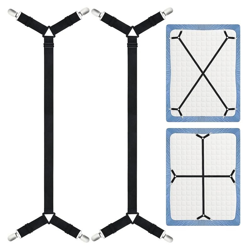 OrganiMax Bed Sheet Clips Fastener – Adjustable Elastic Straps for