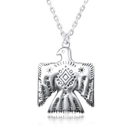 Collar de plata de ley 925 Thunderbird - Colgante simbólico del suroeste occidental para mujer