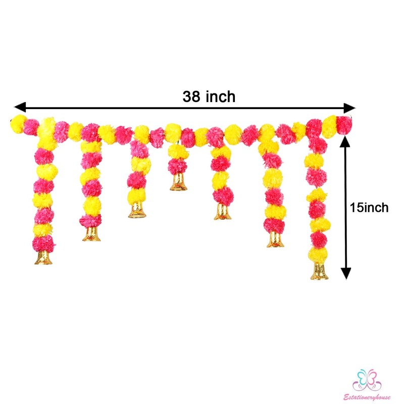 Estationeryhouse marigold toran marigold Garland with bells door valence hanging