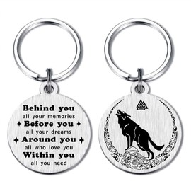 Alotozo Viking Wolf Keychain - Norse Viking Wolf Protection Gifts for Men Women - Viking Wolf Key Chains - Christmas Birthday Gifts for Vikingar