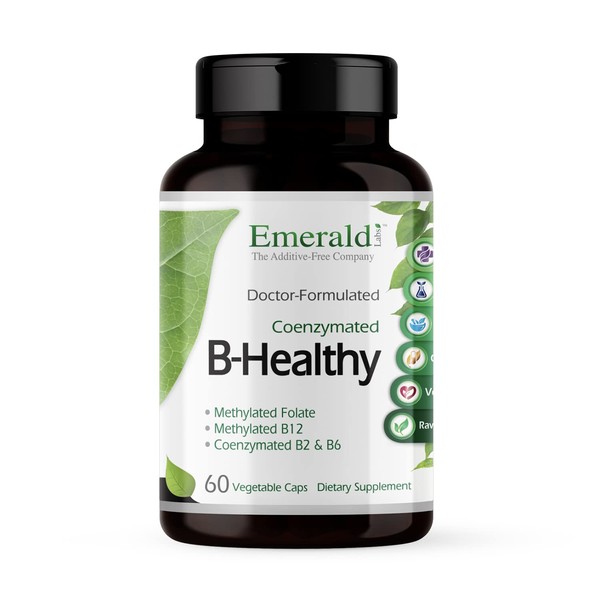 Emerald Labs B-Healthy - with L-5 Methyltetrahydrofolate (5-MTHF) Coenzymated Folic Acid as Folate for Energy, Stress, Cognitive and Immune Support - 60 Vegetable Capsules