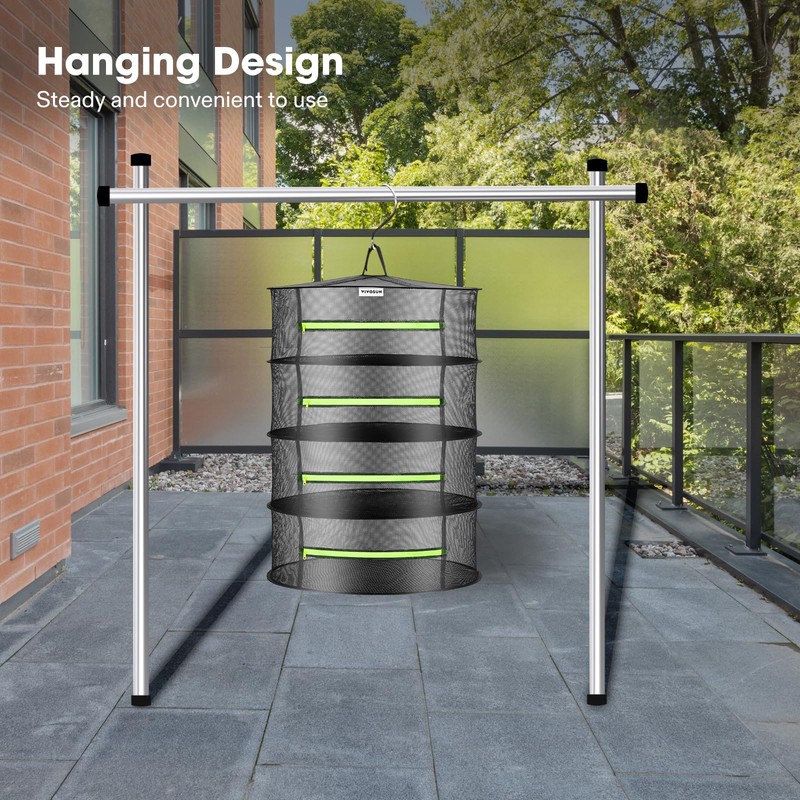 VIVOSUN 2-Pack 4-Layer Mesh Drying Rack Hanging Design with Green