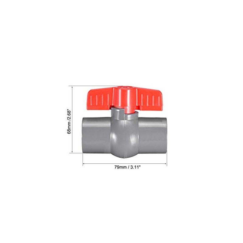 sourcing map PVC Ball Valve Supply Pipe Knob Threaded Ends