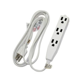 POWTECH Heavy Duty 3 Outlet Grounded Indoor Home Office Extention Cord,6 -FEET, 16 GAUGE (SPT-3) 16 AWG 3, 125V, 1625 Watt,3 Conducter Polarized Extension Cord, White - UL Listed,PT-3916-6W