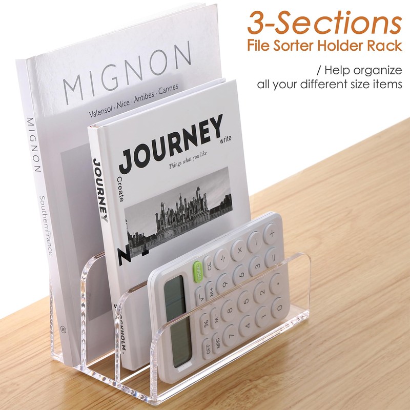 SANRUI 3 Compartments Mail Organizer Letter Holder for Desk ,Vertical