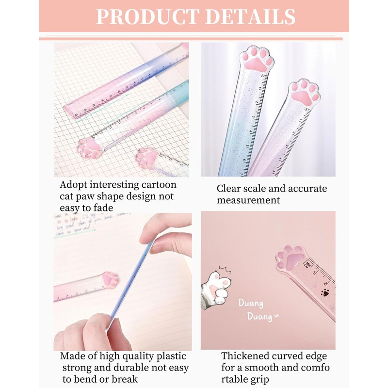 Zeayebsr Pack of 2 Plastic Ruler, Ruler 15 cm Primary