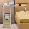 HANGKAI Overbed Table w/Wheels,Movable Bedside Table, 27.56-34.65in Height Adjustable Over