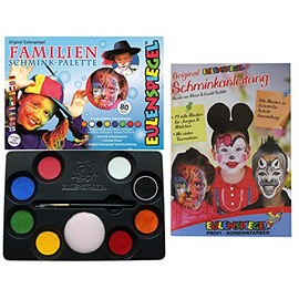Eulenspiegel 208014 - Familien Schmink-Palette, 8 Profi-Aqua Farben, 1 Schwamm, 1 Pinsel, 1 Schminkanleitung