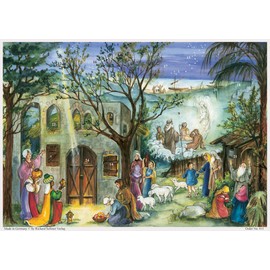 Richard Sellmer Verlag Bethlehem Nostalgic Paper Advent Calendar with Pictures and Glimmer Stable