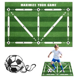 Yocdunm Football Training Mat and Mesh Bag Soccer Mastery Skills Mat 90 x 60cm Portable Non Slip Shock Silent Soccer Skills Mastery for, Kids, & Adults