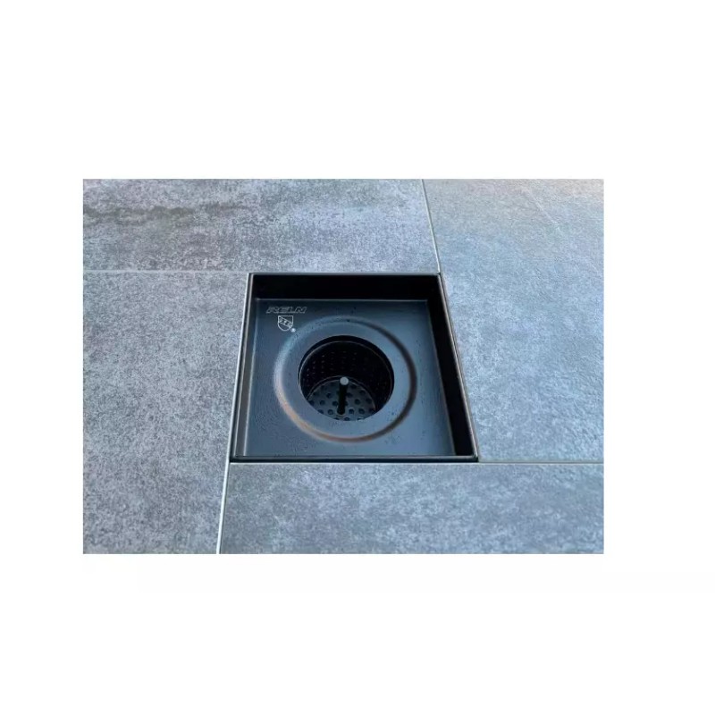 RELN Shower Drain 8" x 8" Stainless Steel Slotted Black