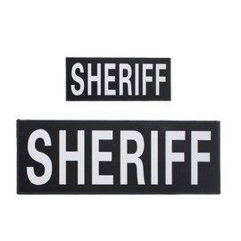 Reflective Sheriff Patches Back Panel Removable Police Patch with Hook and Loop for Vest Jacket Back Vest Jacket and Bags Backpacks (1 Small+1 Large)