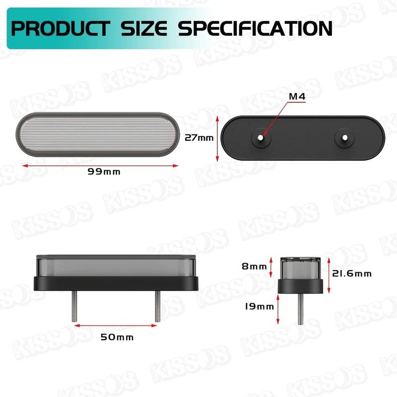 Fiber LED Rear Marker Lamp Tail Lamp 12V 24V Compatible