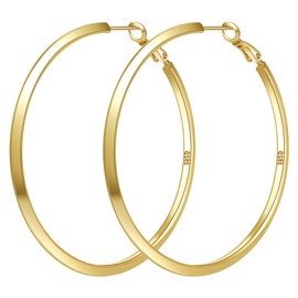 MOTOTOLE Sterling Silver Hoop Earrings for Women, Large Gold Hoop Earrings for Women, Lightweight Large Hoop Earrings for Women (30/40/50/60mm), Sterling Silver, No Gemstone