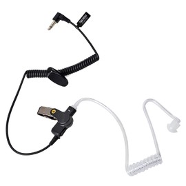 TWAYRDIO TC-617-1N In-Ear Transparent Tube Earphones, 1 Pin, L-Shaped, 3.5mm, Single Ear, Swivel Clip, Curl Cord, No Mic Function