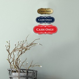 Designer Cash Only Sign (Brushed Gold) - Medium