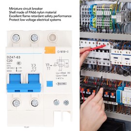 DC Miniature Circuit Breaker, 2 Pole 20 Amp 400V DZ47LE-63 Isolator for Solar PV System and Other DC System,Thermal Magnetic Trip, Din Rail Mount, DC Disconnect Switch