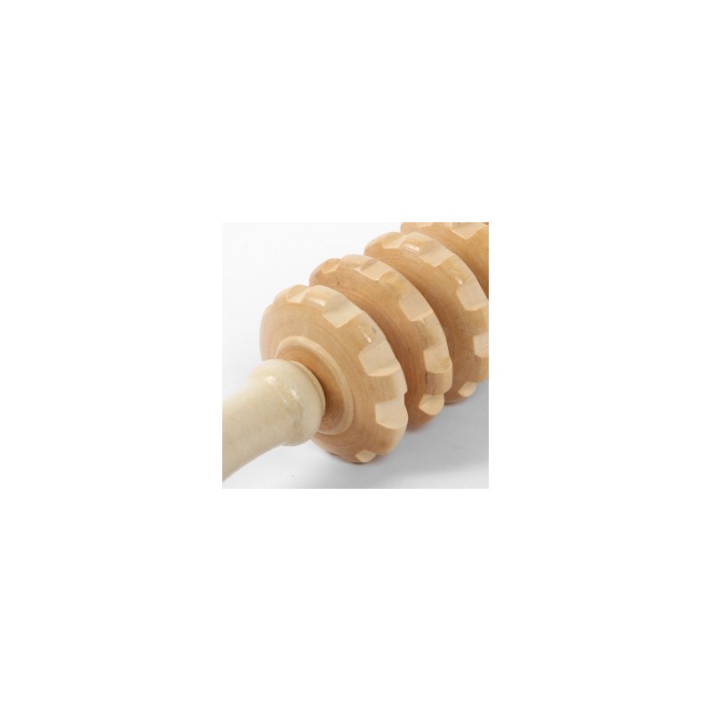 Wooden acupressure roller massage stick