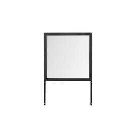 TREATLIFE HOME Elegant Urban Farmhouse Wall Mirror with Rustic Gray Wood Inlay, Stylish Black Finish, Home Decor