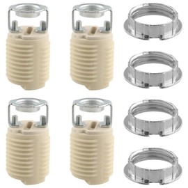 WHYHKJ 4PCS G9 Ceramic Lamp Holder Metal Outer Ring Full Thread Ceramic Lamp Socket with Plastic Adapter Suitable for Ceiling Lights Spotlights Halogen Bulb Holders LED Energy Saving Lamps