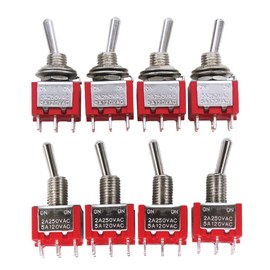 mxuteuk MTS-202 6 Clamp 2 Position DPDT Mini Miniature Toggle Switch Car Dashboard Dashboard ON/ON 5A 125V 2A 250V Pack of 8