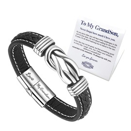 SwirlColor Grandson Gifts, Love You Forever Gift To My Grandson Bracelet from Grandparents Birthday Easter Christmas Gradution Gifts for Teen Boys