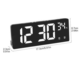 POHOVE Wecker Digital, Digitaler Wecker mit Große LED Temperaturanzeige,Digitaluhr mit 2 Alarmen und 5 Einstellbare Helligkeit, Snooze, USB Ladeanschluss, 12/24 Stunden