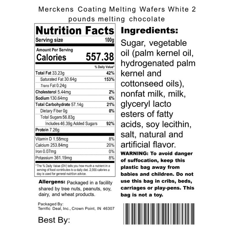 Merckens Coating Melting Wafers White melting chocolate, 2 pounds