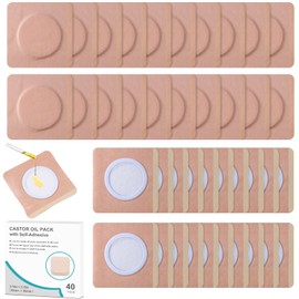 40Pcs Castor Oil Organic Belly Button Patches | Hypoallergenic Self-Adhesive Disposable, Anti-Seepage & Breathable | Portable Highly Absorbent Cotton Stickers No Wash(Oil Not Included)