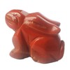 Manekieko Natural Red Jasper Bag Carved Rabbit Statue, 38 mm