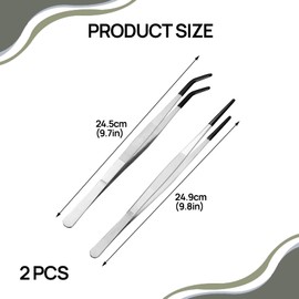 BOULESENM 2 Pieces Long Tweezers Stainless Steel, Reptile Tongs Feeding Tongs with Rubber Tip Straight, Stainless Steel Reptile Feeding Tongs with Rubber Tip, Feeding Tweezers for Reptiles, Aquarium