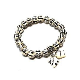 AWAKEN YOUR KUNDALINI Tibetan Yak Bone Yakbone Om Healing Bracelet (7"-8" Wrist, 10mm Beads) - Embrace Harmony & Inner Peace