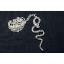 Miniblings Snake Necklace - Handmade Fashion Jewellery I Chain 45 cm Snake Reptile Reptile 925 Sterling Silver 999 Silver - Link Chain Silver-Plated, Metal sterling silver, not known