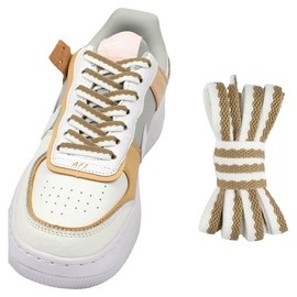Double stitching color shoe laces shoe laces for sneakers white shoe laces brown shoe laces Individually packaged shoelaces for sneakers suitable for 99% of shoe types(White/brown)（120cm）, White,