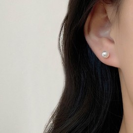 Yienate Set of 3 Pairs of Pearl Stud Earrings Silver Vintage Round Ball Pearl Stud Earrings Minimalist Statement Simulated Pearl Earrings Wedding Bridal Pearl Earrings Jewellery for Women (3-4-5 mm),