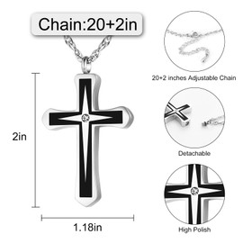 XIUDA Cross Urn Necklaces for Ashes Crystal Cremation Pendant Urns for Human Ashes Memorial Keepsake Cremation Jewelry for Men Women