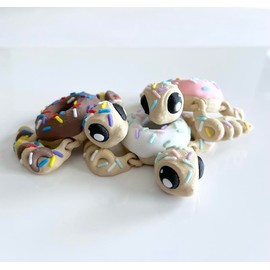 Articulating Donut Turtle Figurine 3D Printed Fidget Decor Desk Pet Ornaments mini animal - Color: Strawberry Donut Turtle