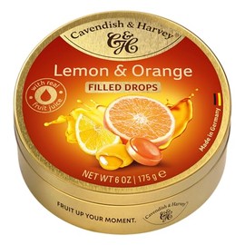Cavendish & Harvey | Lemon & Orange Filled Hard Candy Drops | 175g 6 ounce Tin