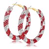NLCAC Glitter Hoop Earrings Game Day Earring Red White Team