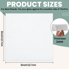 Leinuosen 60 Sheets Thinfire Kiln Shelf Paper 5'' x 5'' Small Kiln Paper for Ultra Smooth Surface Glass Fusing Supplies for Glass Fusing DIY Crafts